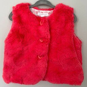 Baby Size 6-12m Faux Fur Vest Fully lined, by Pumpkin Patch Coral Pink